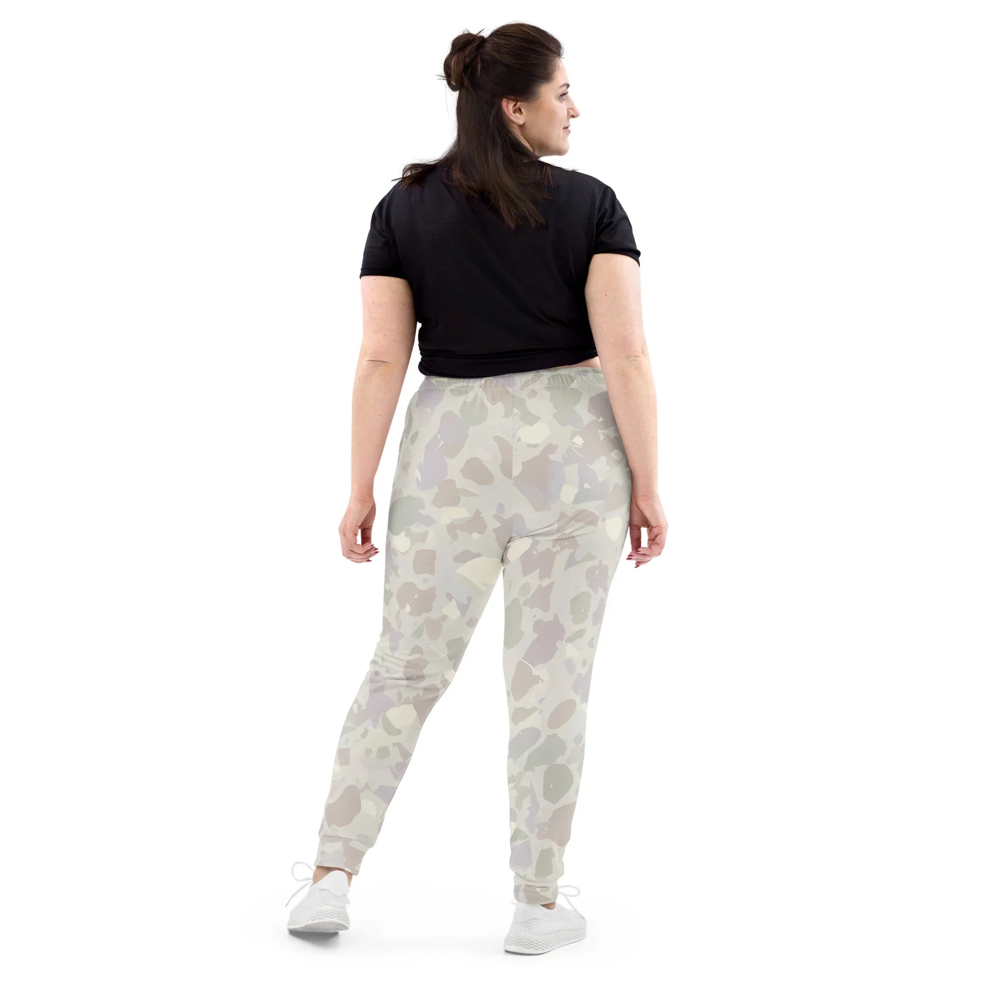 Women's Joggers joggers AwRans Clothing all-over-print-recycled-womens-joggers-white-back-688d752763bee