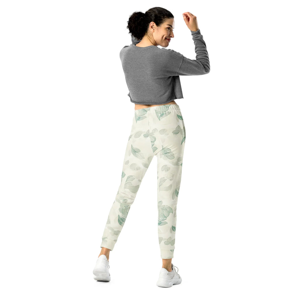 Women's Joggers joggers AwRans Clothing all-over-print-recycled-womens-joggers-white-back-688e562cec210