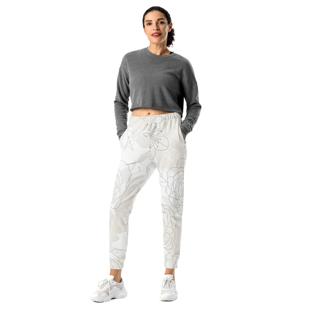 Women's Joggers joggers AwRans Clothing all-over-print-recycled-womens-joggers-white-front-688d74238c0a1