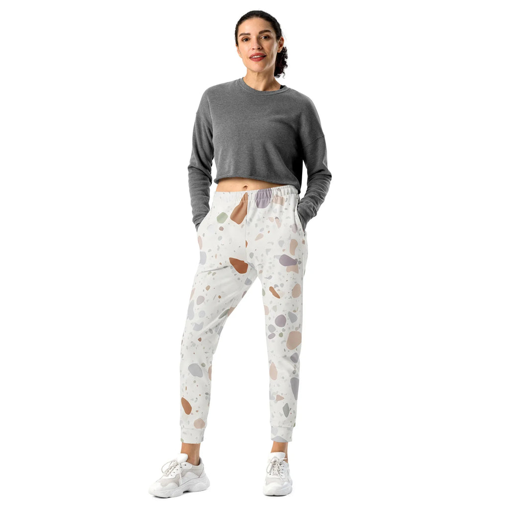 Women's Joggers joggers AwRans Clothing all-over-print-recycled-womens-joggers-white-front-688d7456aa180