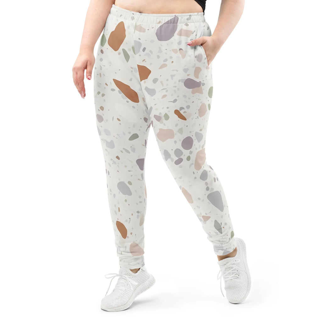 Women's Joggers joggers AwRans Clothing all-over-print-recycled-womens-joggers-white-front-688d7456aa2b6