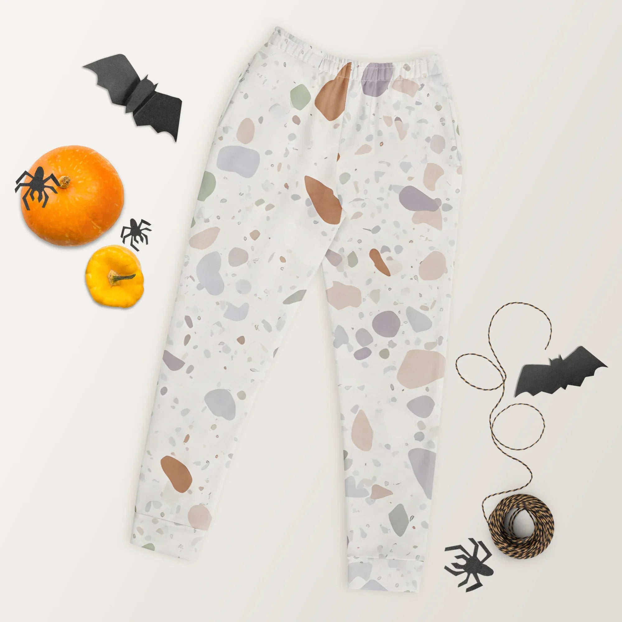 Women's Joggers joggers AwRans Clothing all-over-print-recycled-womens-joggers-white-front-688d7456aa690