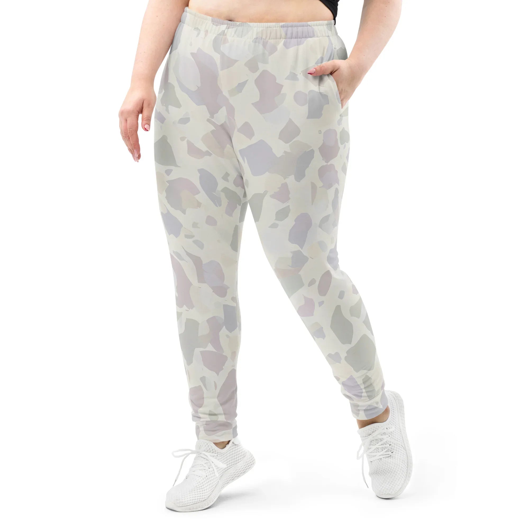 Women's Joggers joggers AwRans Clothing all-over-print-recycled-womens-joggers-white-front-688d755a0ee35