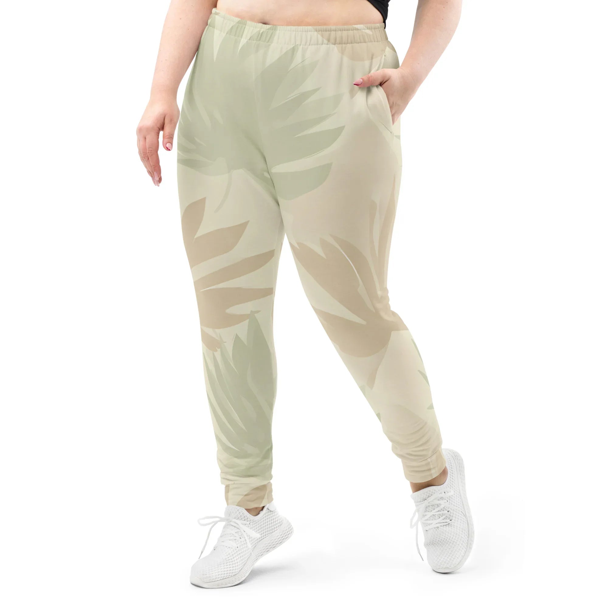Women's Joggers joggers AwRans Clothing all-over-print-recycled-womens-joggers-white-front-688d75c35dcff