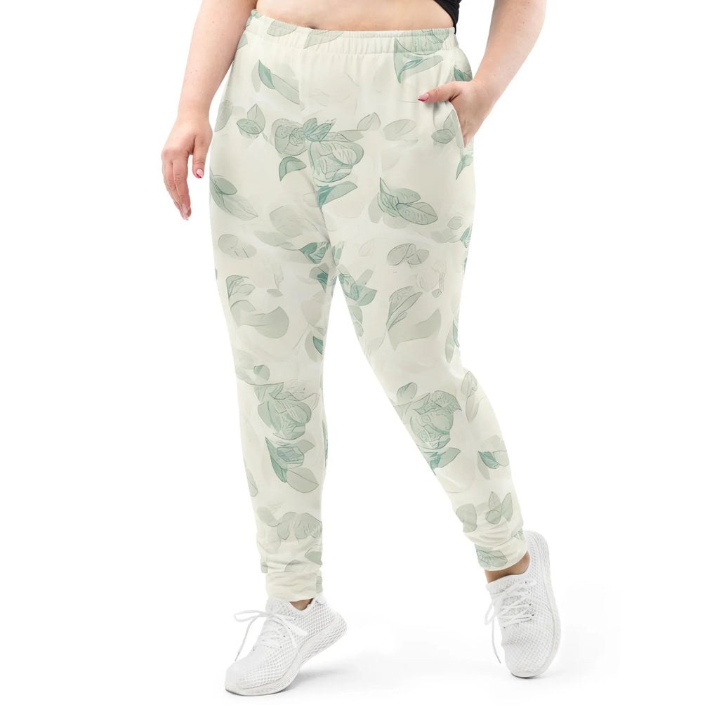 Women's Joggers joggers AwRans Clothing all-over-print-recycled-womens-joggers-white-front-688e562cec338