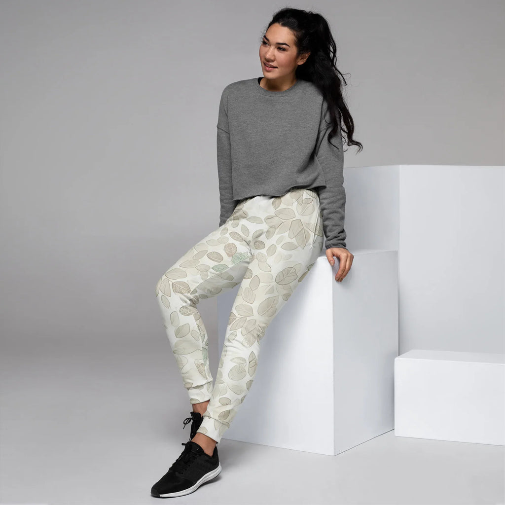 Women's Joggers joggers AwRans Clothing all-over-print-recycled-womens-joggers-white-left-688d73bd334d5