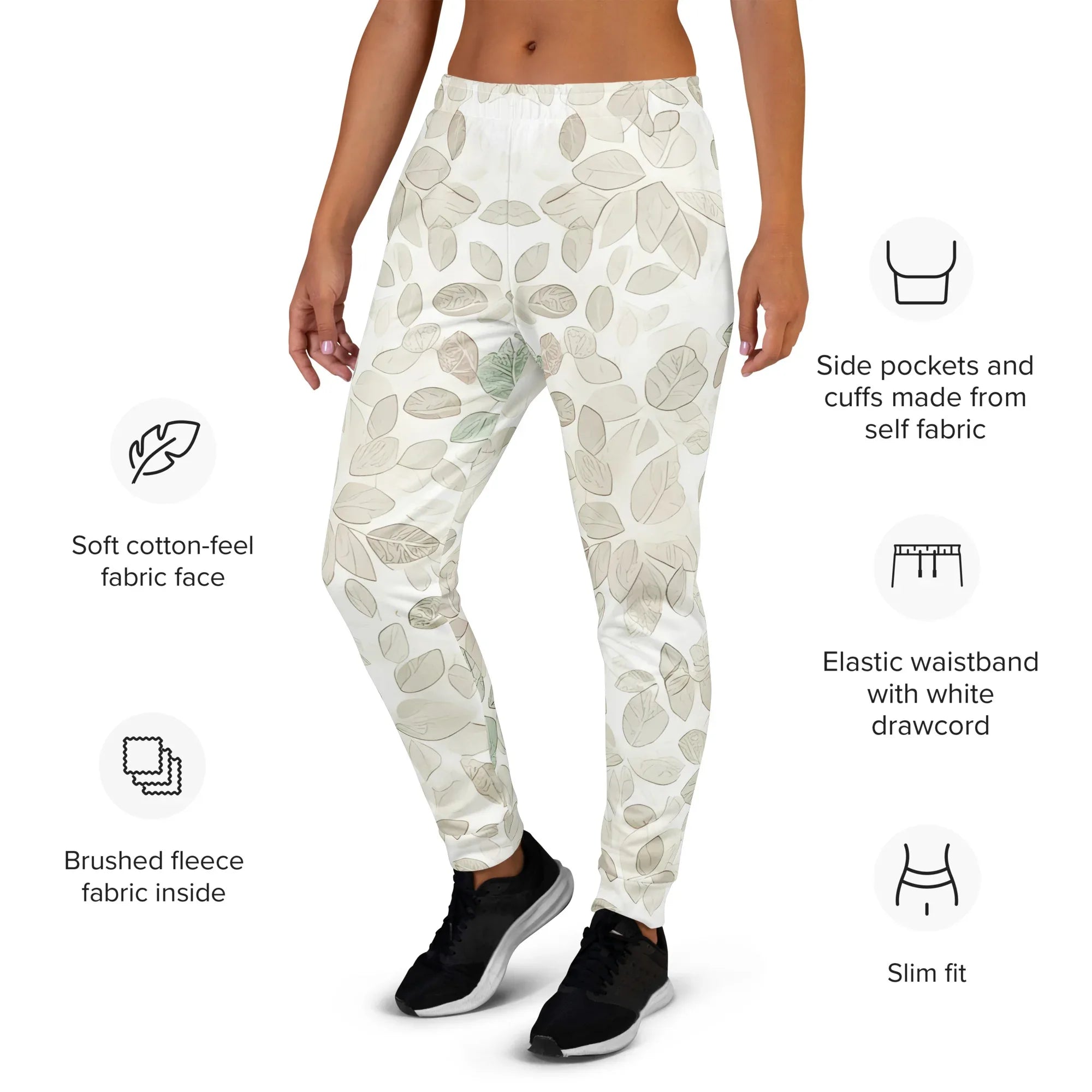Women's Joggers joggers AwRans Clothing all-over-print-recycled-womens-joggers-white-left-688d73bd336f2