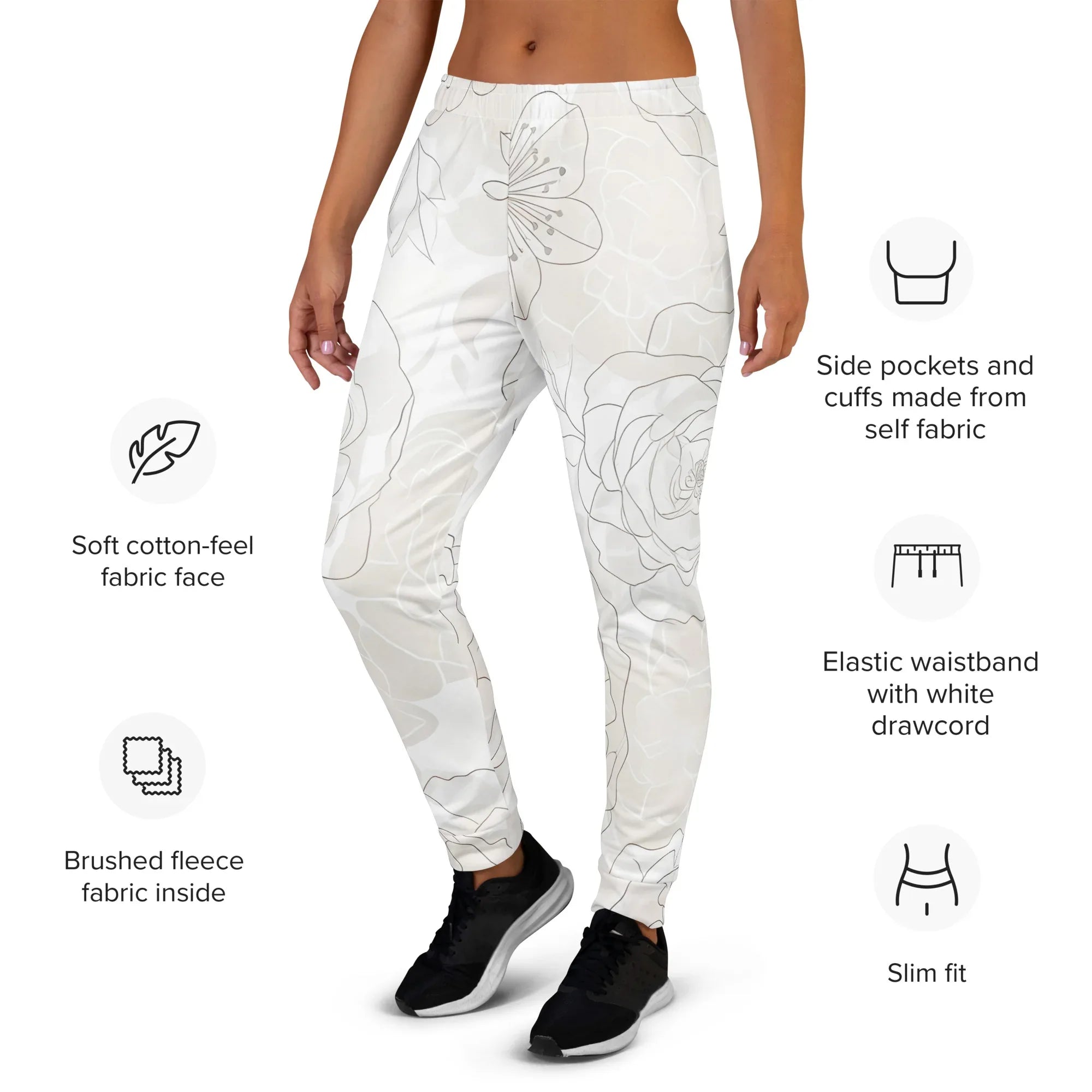Women's Joggers joggers AwRans Clothing all-over-print-recycled-womens-joggers-white-left-688d74238c479