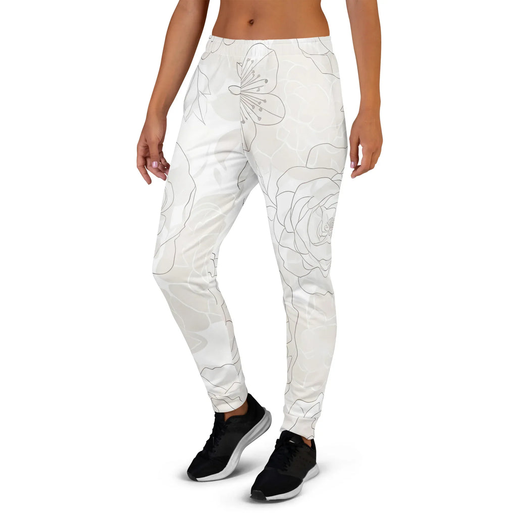 Women's Joggers joggers AwRans Clothing all-over-print-recycled-womens-joggers-white-left-688d74238c912