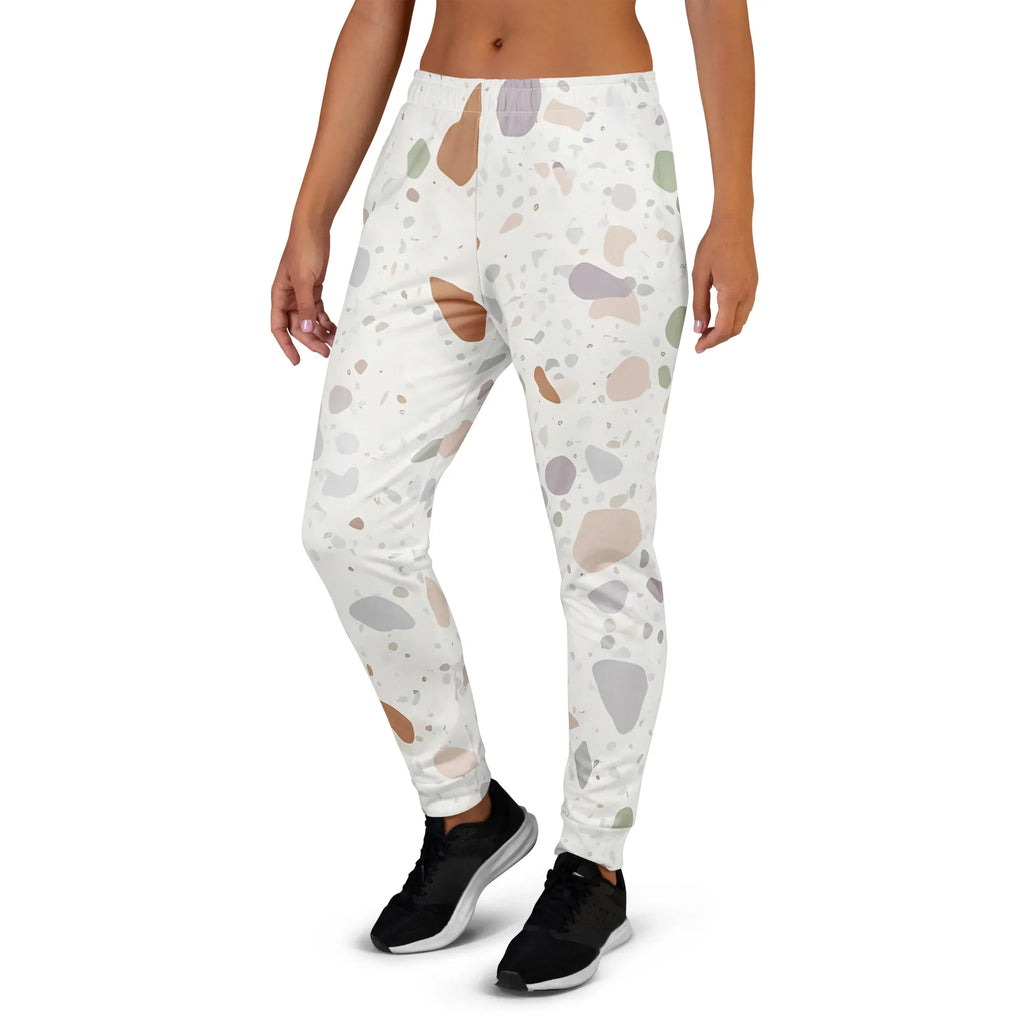 Women's Joggers joggers AwRans Clothing all-over-print-recycled-womens-joggers-white-left-688d7456aaa4b