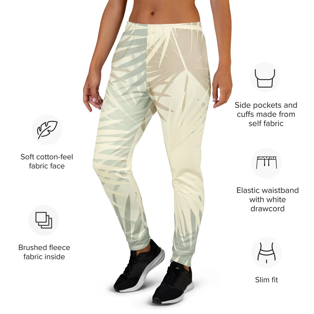 Women's Joggers joggers AwRans Clothing all-over-print-recycled-womens-joggers-white-left-688d748b58939