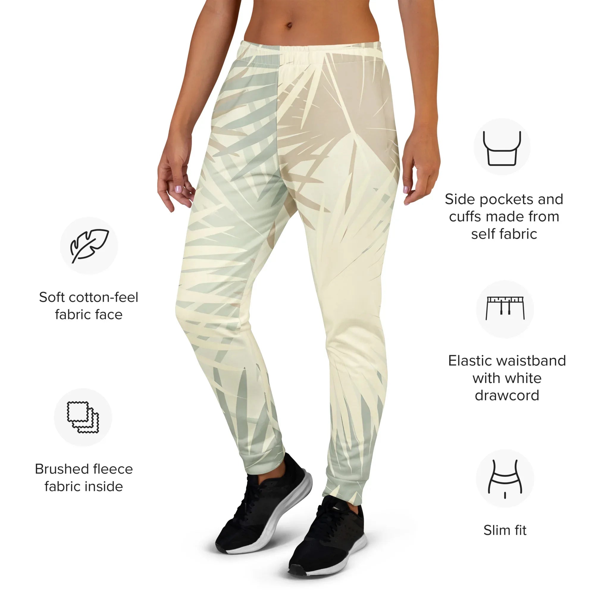 Women's Joggers joggers AwRans Clothing all-over-print-recycled-womens-joggers-white-left-688d748b58939
