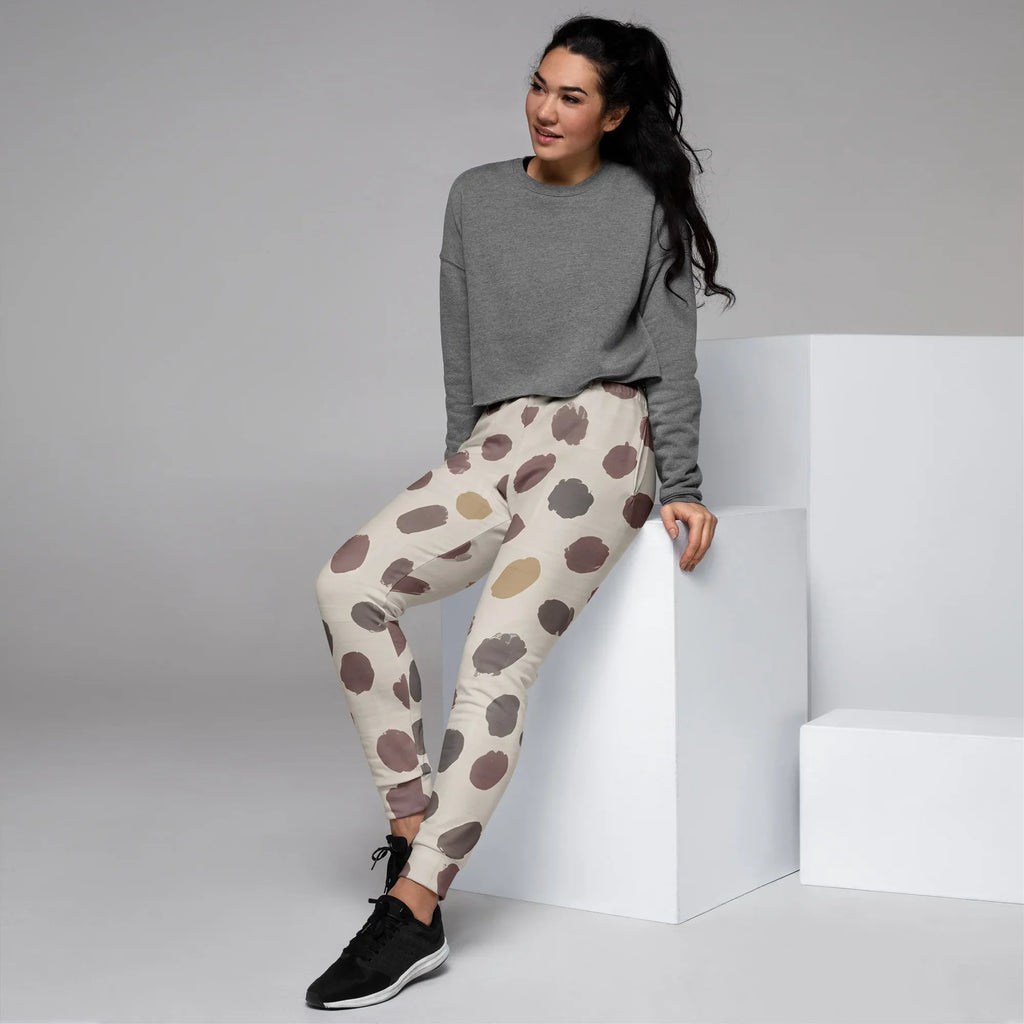 Women's Joggers joggers AwRans Clothing all-over-print-recycled-womens-joggers-white-left-688d74c007856
