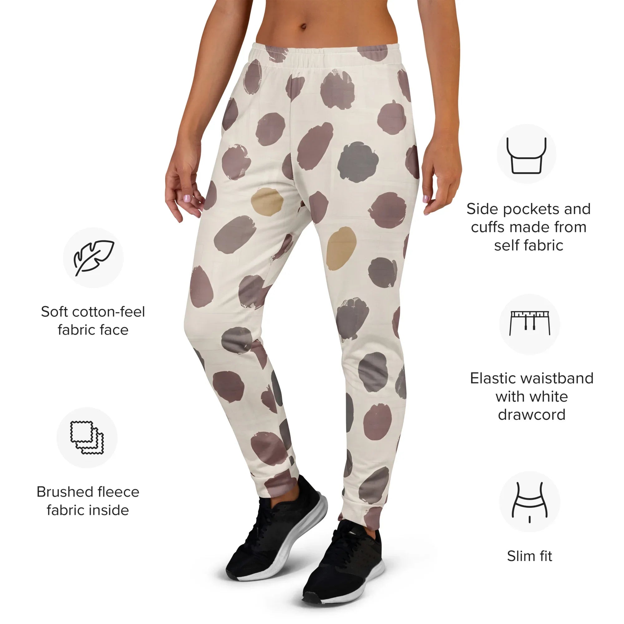 Women's Joggers joggers AwRans Clothing all-over-print-recycled-womens-joggers-white-left-688d74c007a7c