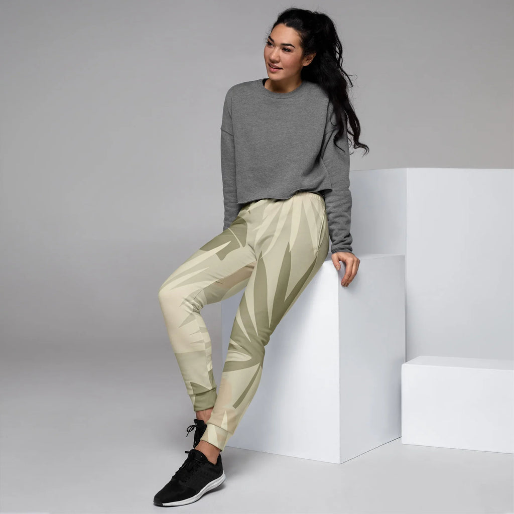 Women's Joggers joggers AwRans Clothing all-over-print-recycled-womens-joggers-white-left-688d74f38df4c