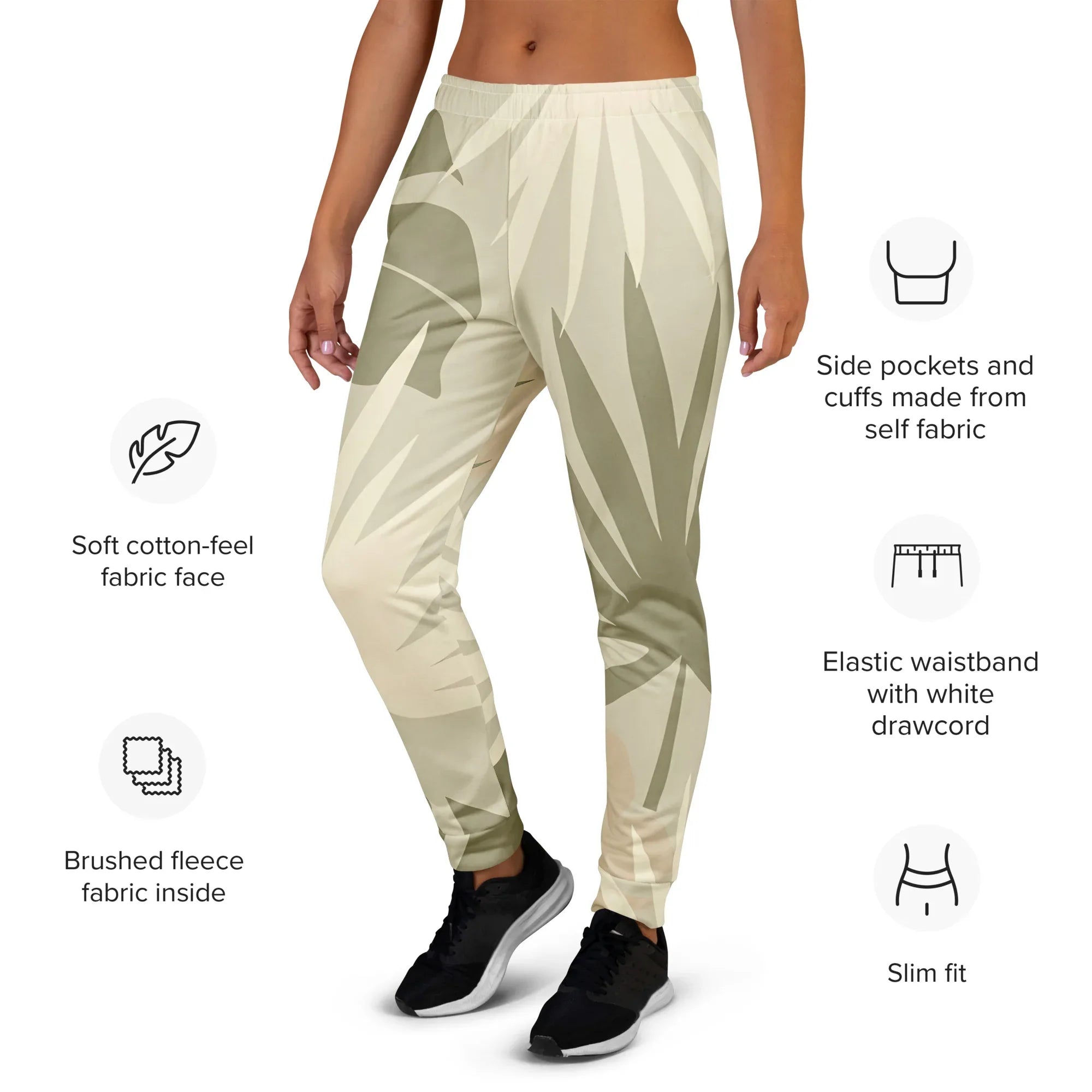 Women's Joggers joggers AwRans Clothing all-over-print-recycled-womens-joggers-white-left-688d74f38e2dd