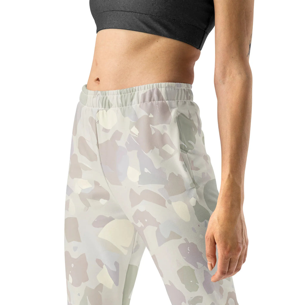 Women's Joggers joggers AwRans Clothing all-over-print-recycled-womens-joggers-white-left-688d752763591