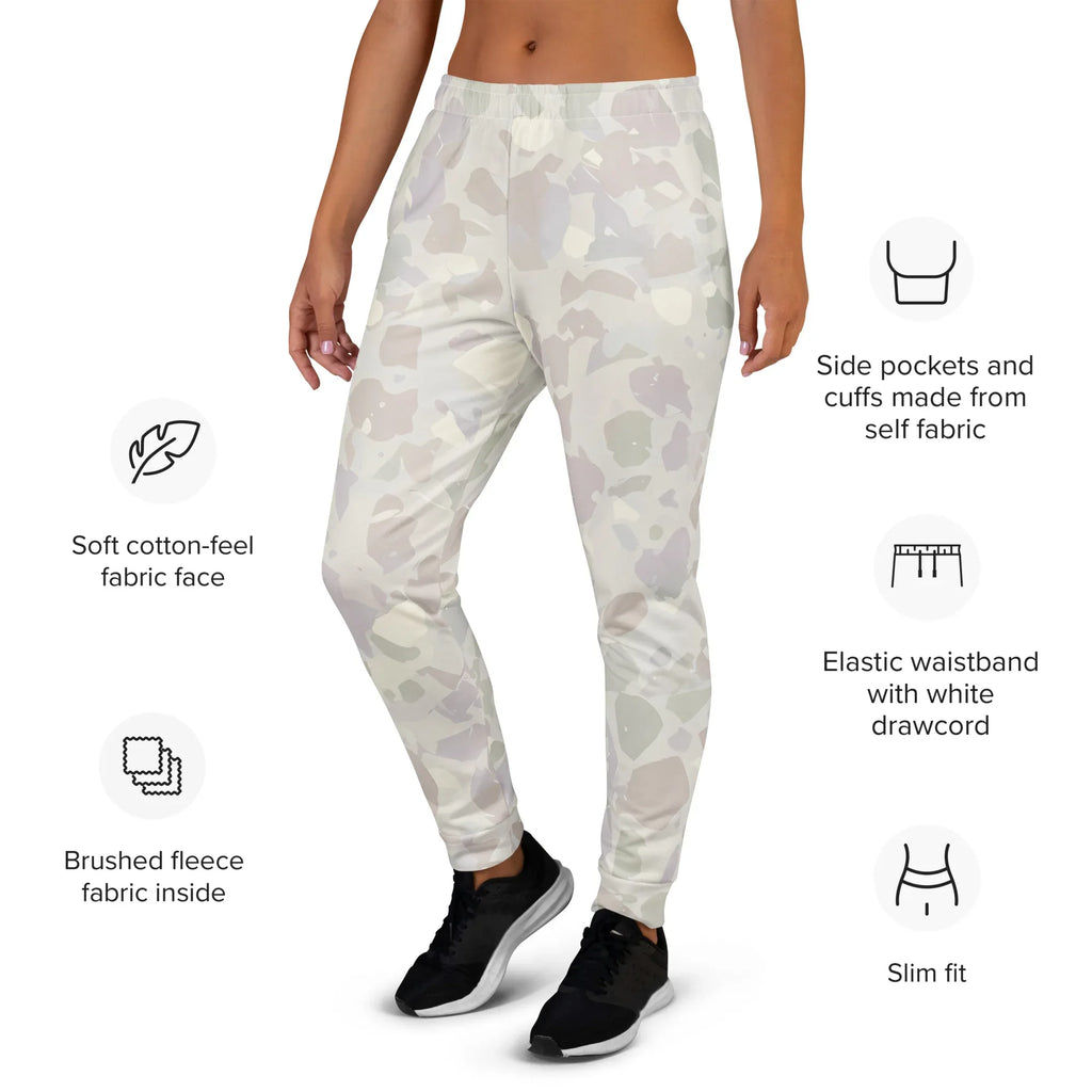 Women's Joggers joggers AwRans Clothing all-over-print-recycled-womens-joggers-white-left-688d752763b67