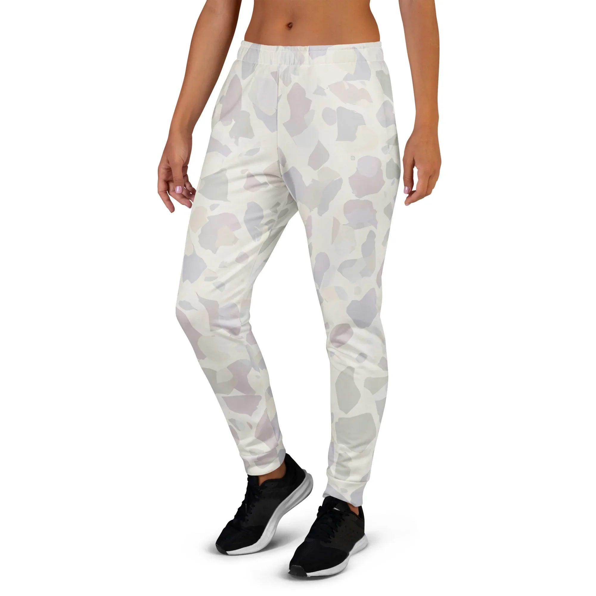 Women's Joggers joggers AwRans Clothing all-over-print-recycled-womens-joggers-white-left-688d755a0f577