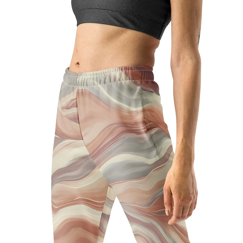 Women's Joggers joggers AwRans Clothing all-over-print-recycled-womens-joggers-white-left-688d7590e94af