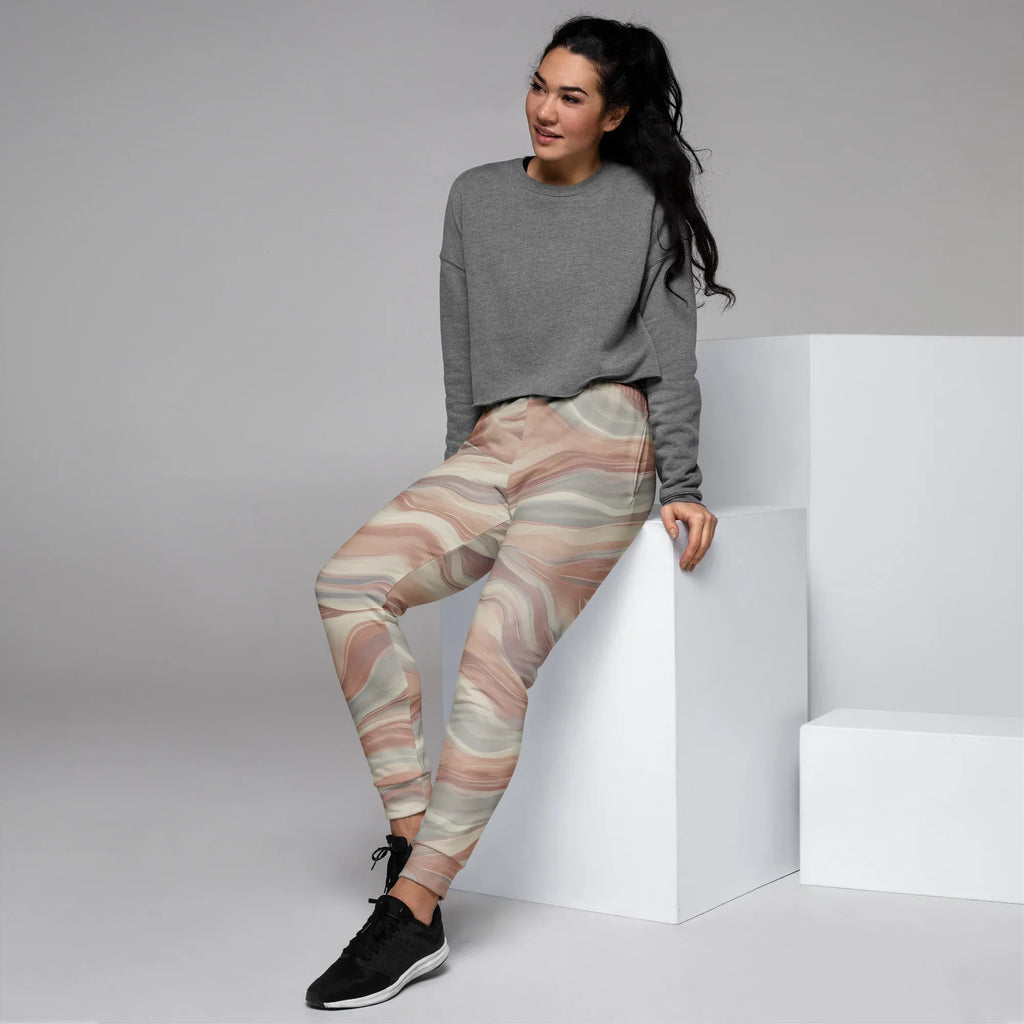 Women's Joggers joggers AwRans Clothing all-over-print-recycled-womens-joggers-white-left-688d7590e9745