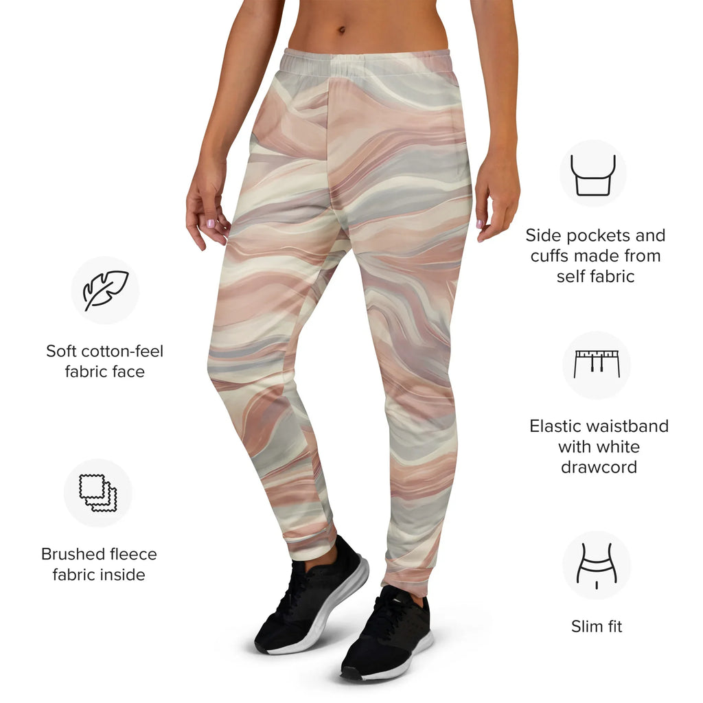 Women's Joggers joggers AwRans Clothing all-over-print-recycled-womens-joggers-white-left-688d7590e9982