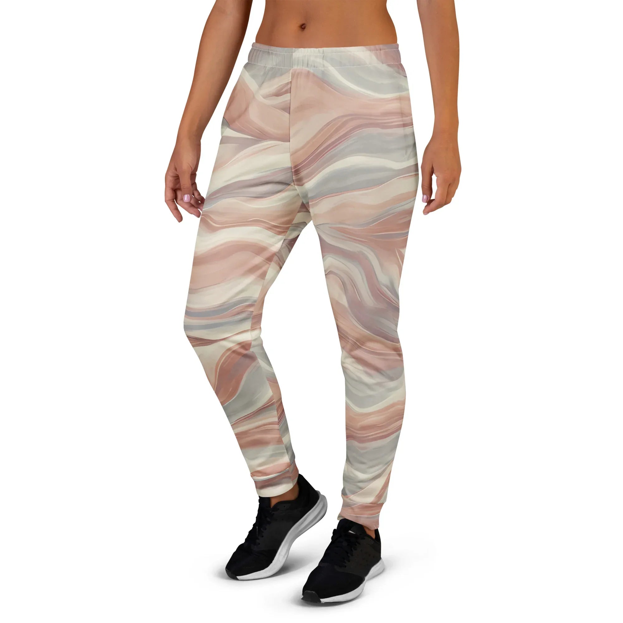 Women's Joggers joggers AwRans Clothing all-over-print-recycled-womens-joggers-white-left-688d7590e9e5d
