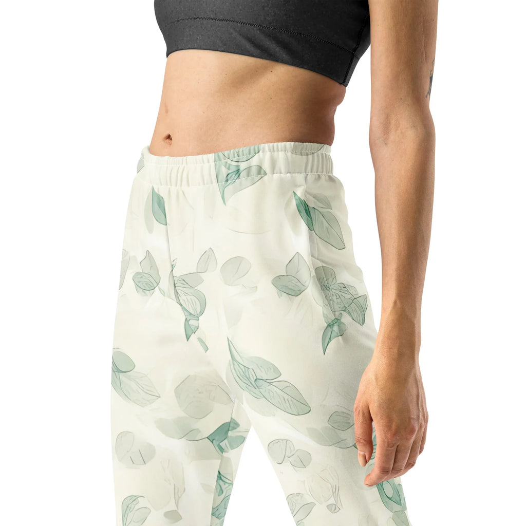 Women's Joggers joggers AwRans Clothing all-over-print-recycled-womens-joggers-white-left-688e562cebfbc