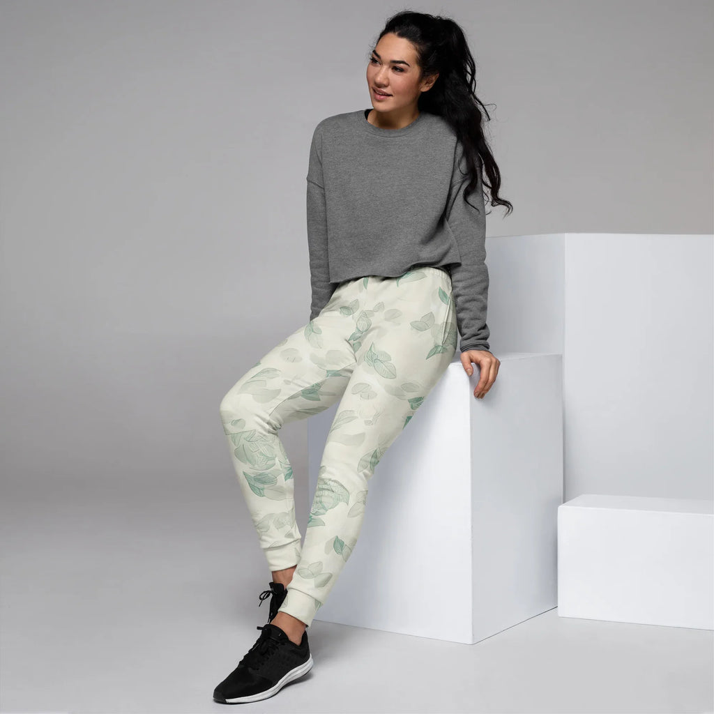 Women's Joggers joggers AwRans Clothing all-over-print-recycled-womens-joggers-white-left-688e562cec45b