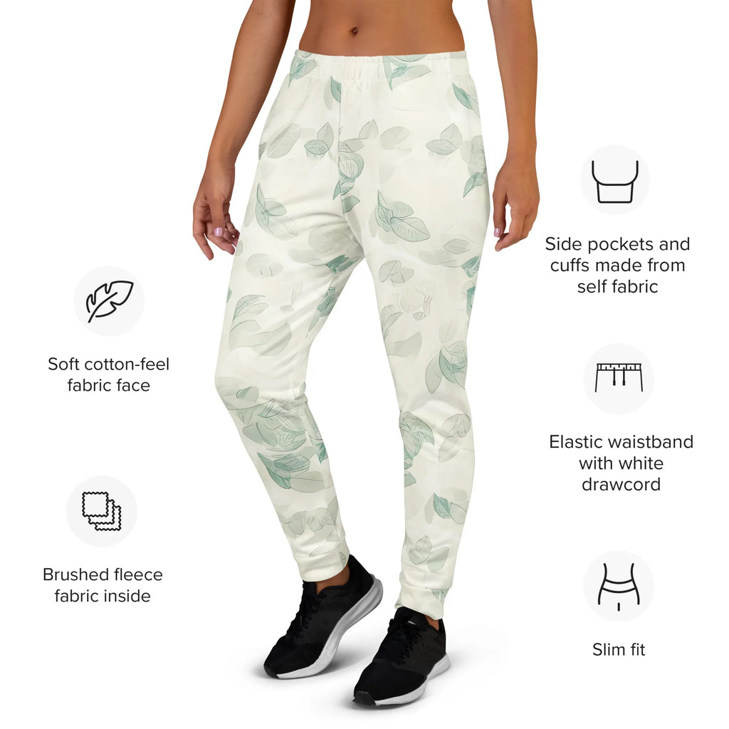 Women's Joggers joggers AwRans Clothing all-over-print-recycled-womens-joggers-white-left-688e562cec898