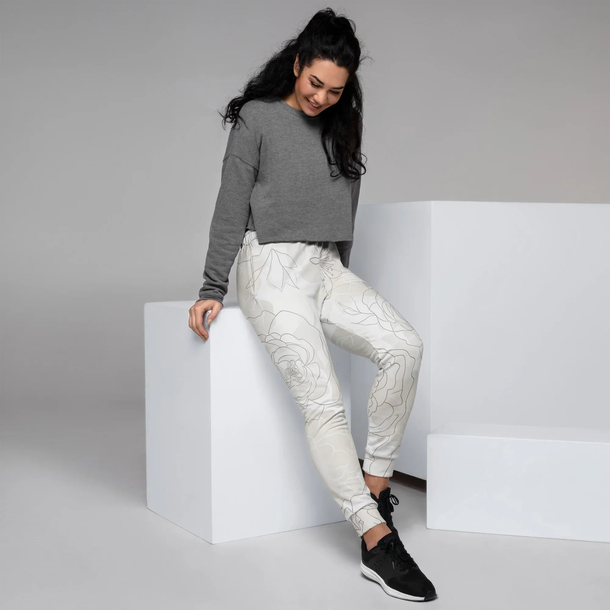 Women's Joggers joggers AwRans Clothing all-over-print-recycled-womens-joggers-white-right-688d74238c608