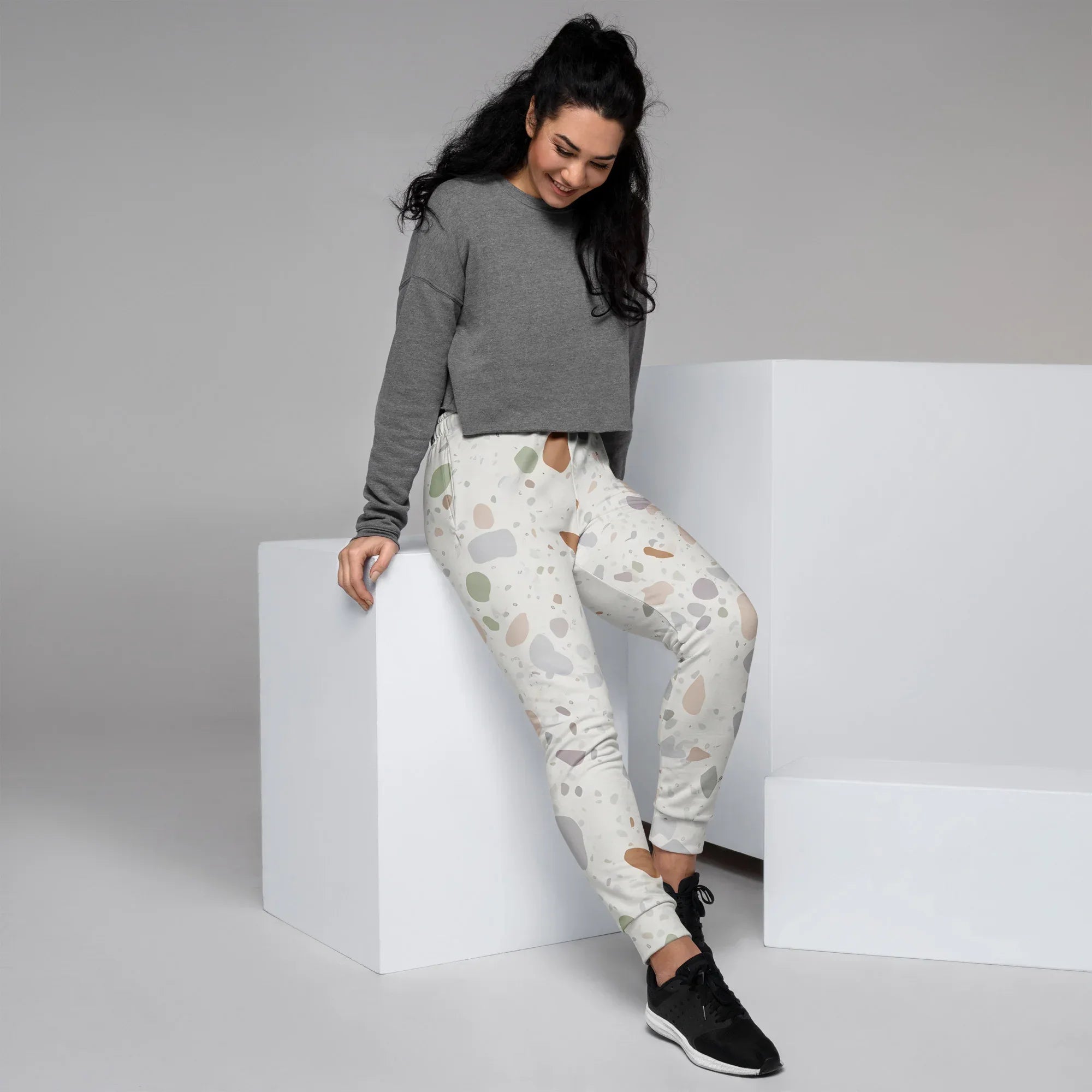 Women's Joggers joggers AwRans Clothing all-over-print-recycled-womens-joggers-white-right-688d7456aa716