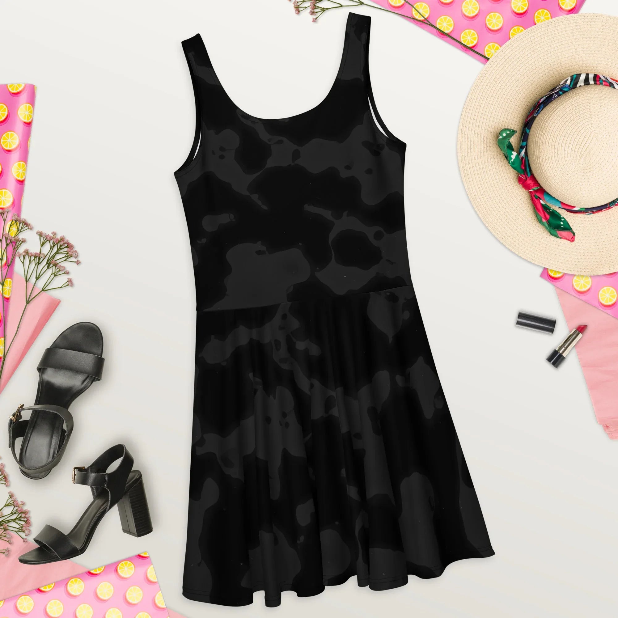 Skater Dress Skater Dress AwRans Clothing all-over-print-skater-dress-white-back-2-689b2ca33552b