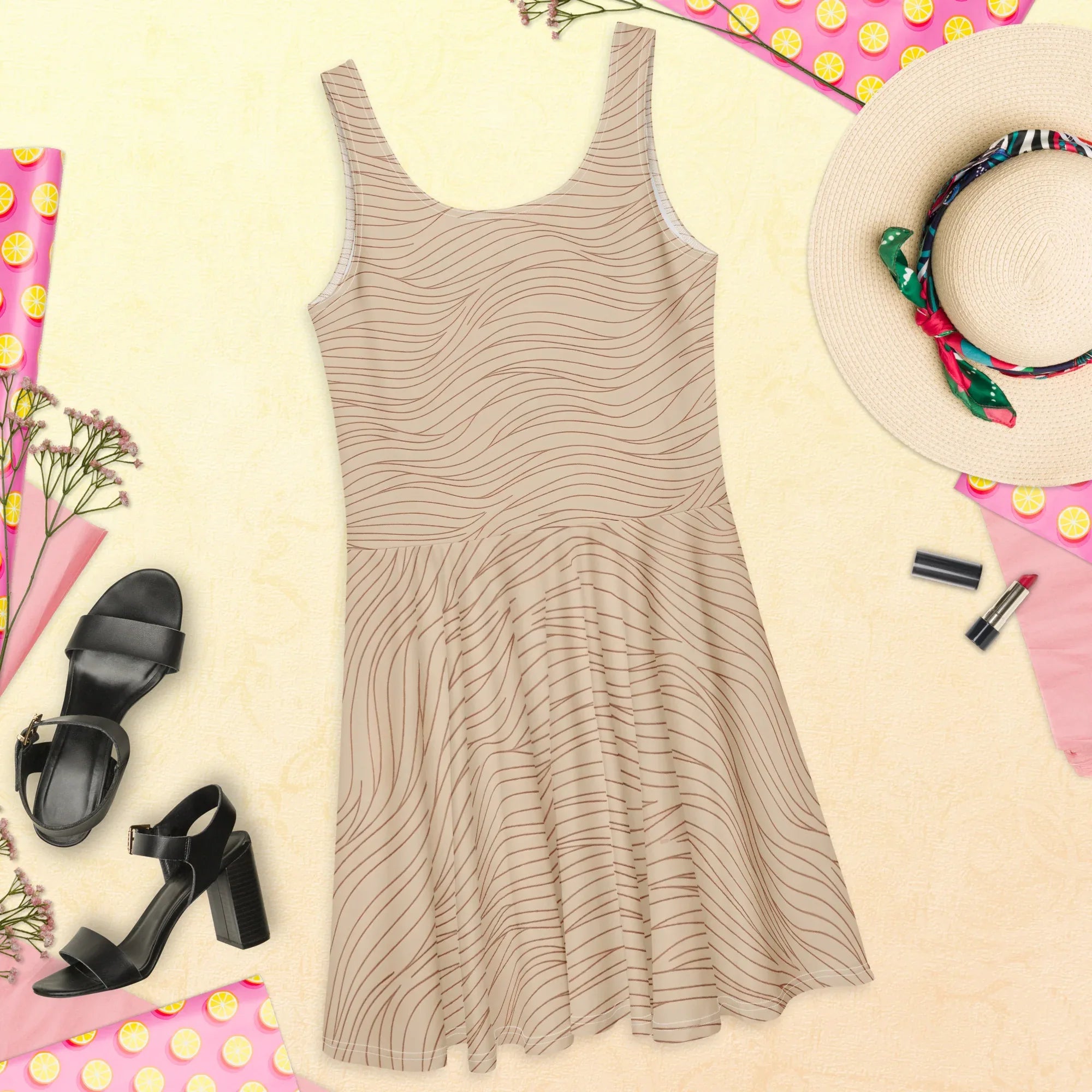Skater Dress Skater Dress AwRans Clothing all-over-print-skater-dress-white-back-689b2c3ae87d2