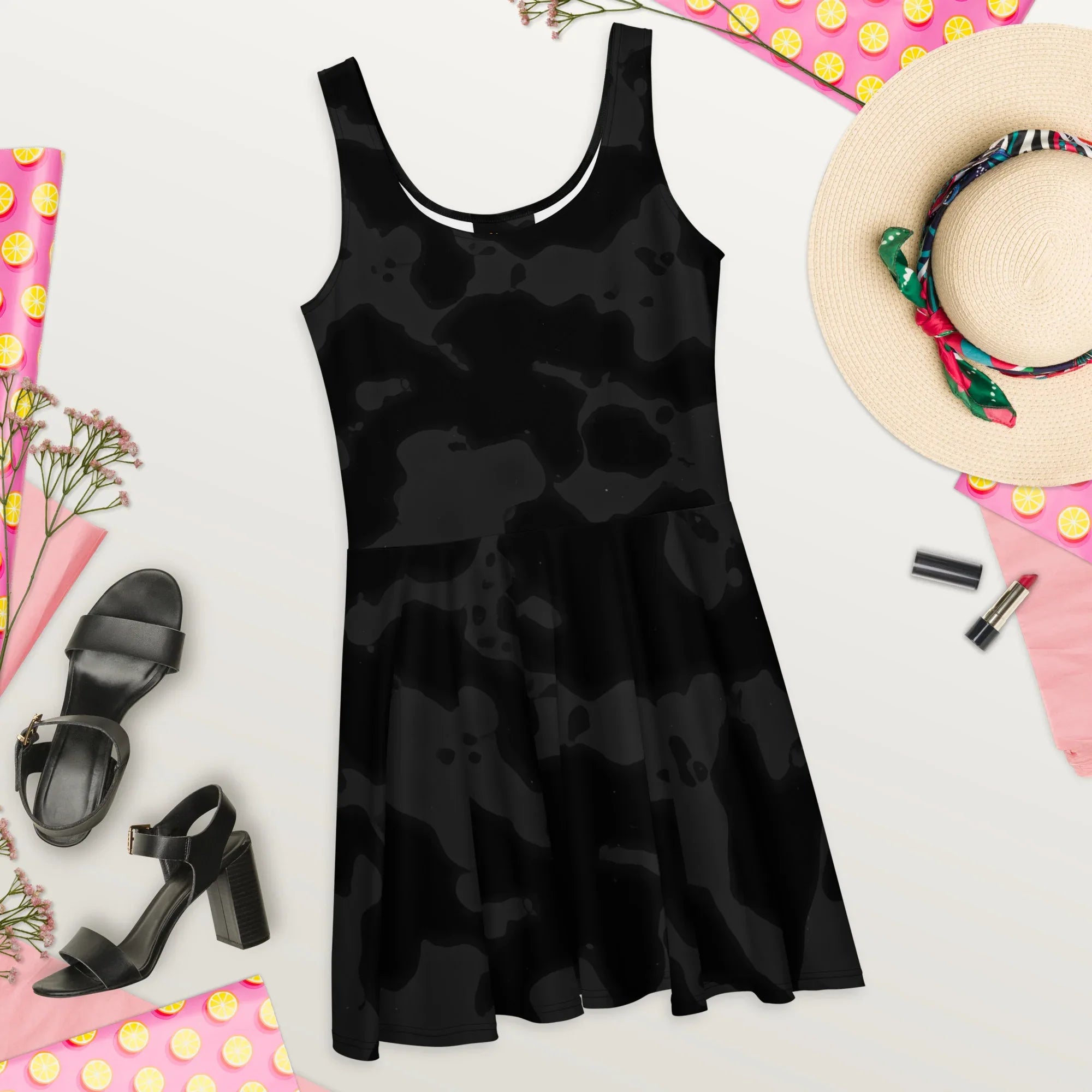 Skater Dress Skater Dress AwRans Clothing all-over-print-skater-dress-white-front-2-689b2ca335acd
