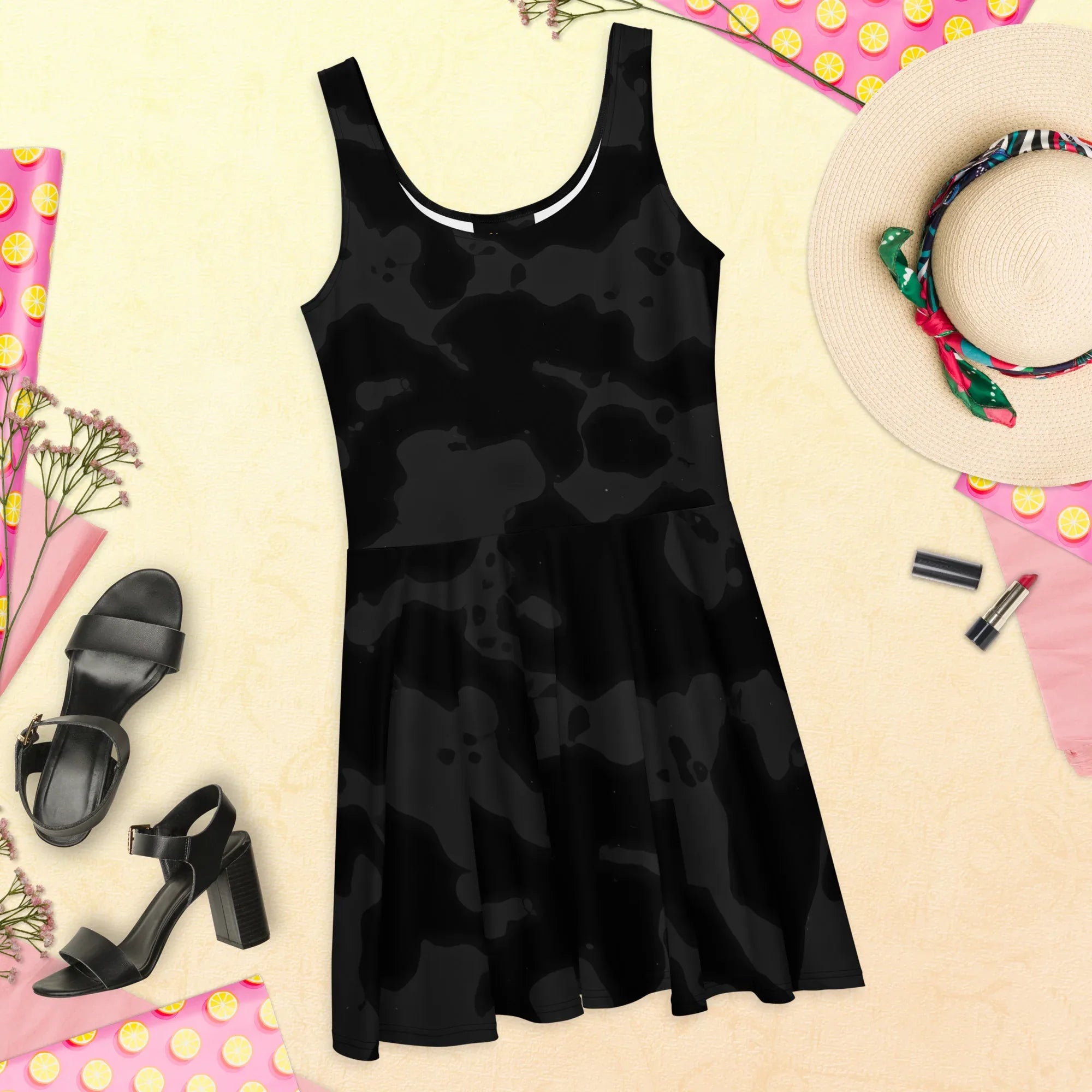 Skater Dress Skater Dress AwRans Clothing all-over-print-skater-dress-white-front-689b2ca335b79