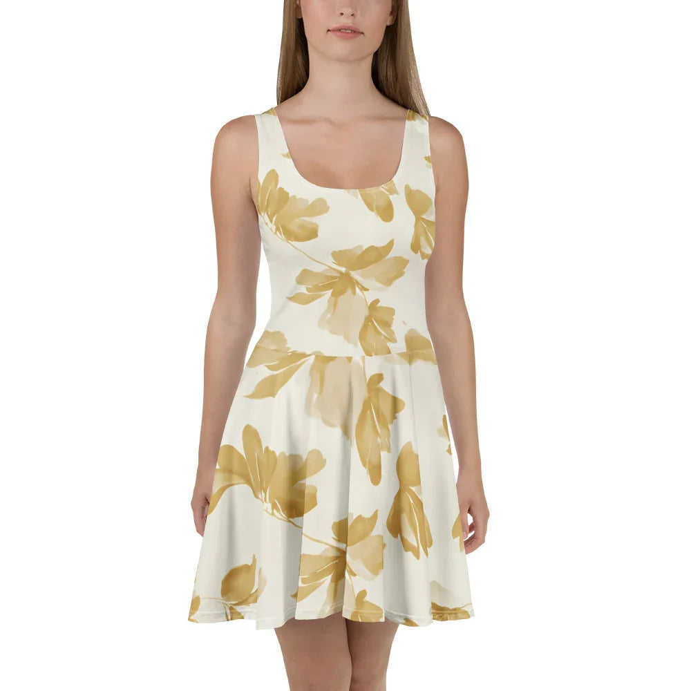 Skater Dress 3XL Skater Dress AwRans Clothing all-over-print-skater-dress-white-front-689b2d0e97624