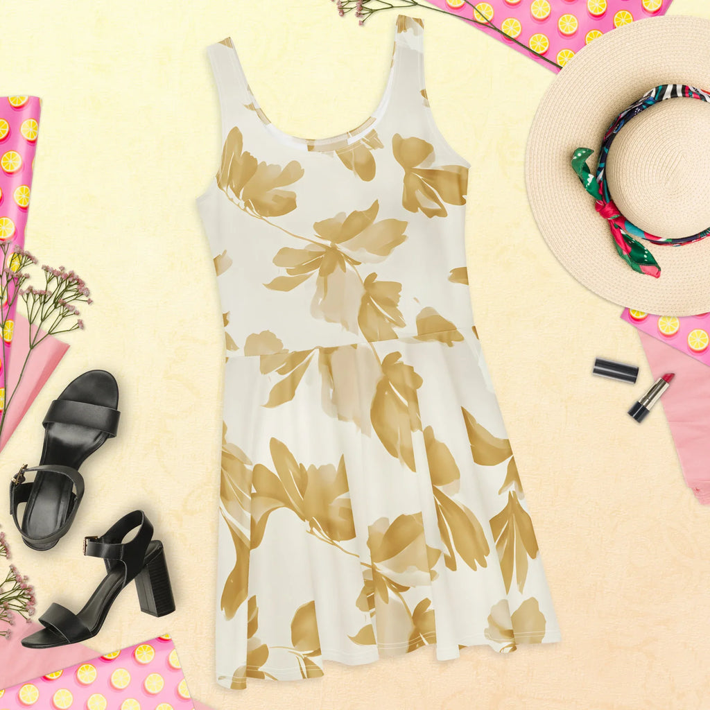 Skater Dress Skater Dress AwRans Clothing all-over-print-skater-dress-white-front-689b2d0e98932