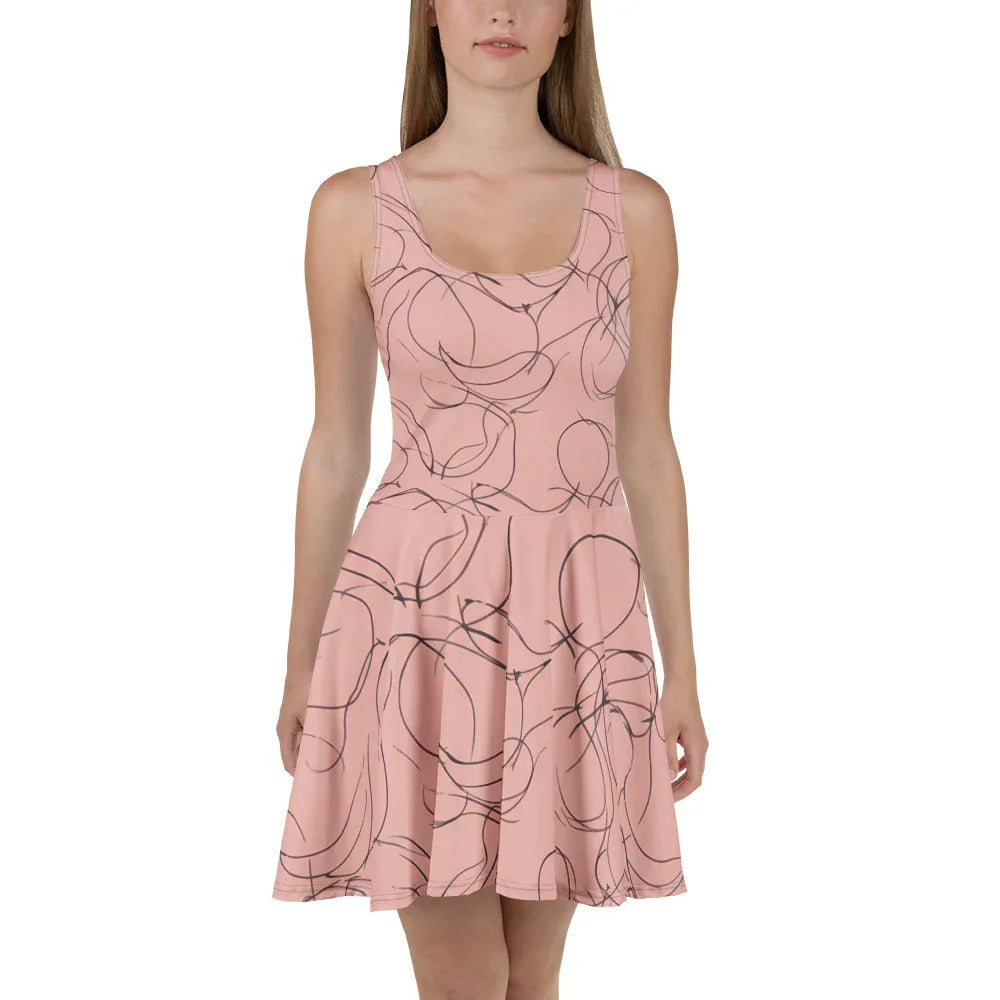 Skater Dress 3XL Skater Dress AwRans Clothing all-over-print-skater-dress-white-front-689b2d452330e