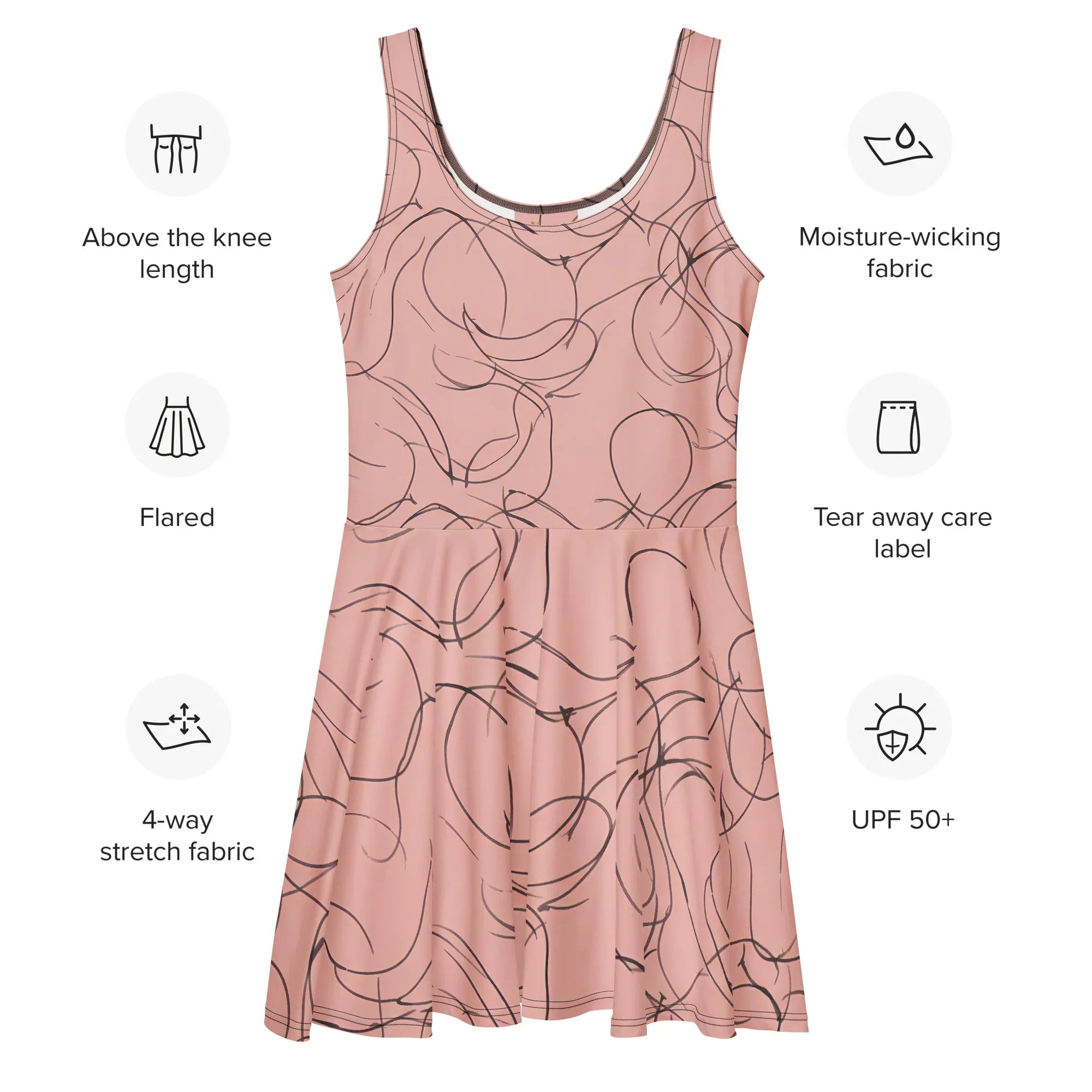 Skater Dress Skater Dress AwRans Clothing all-over-print-skater-dress-white-front-689b2d4524109