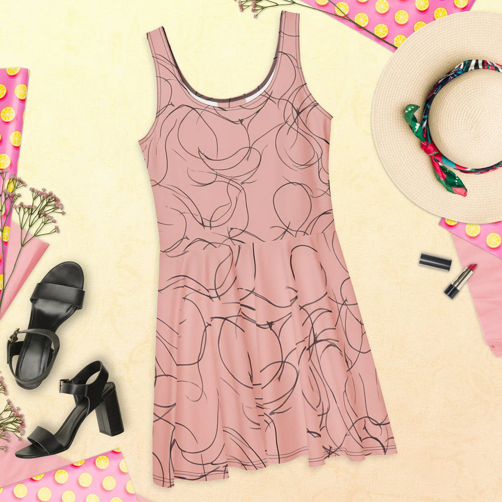 Skater Dress Skater Dress AwRans Clothing all-over-print-skater-dress-white-front-689b2d4524275