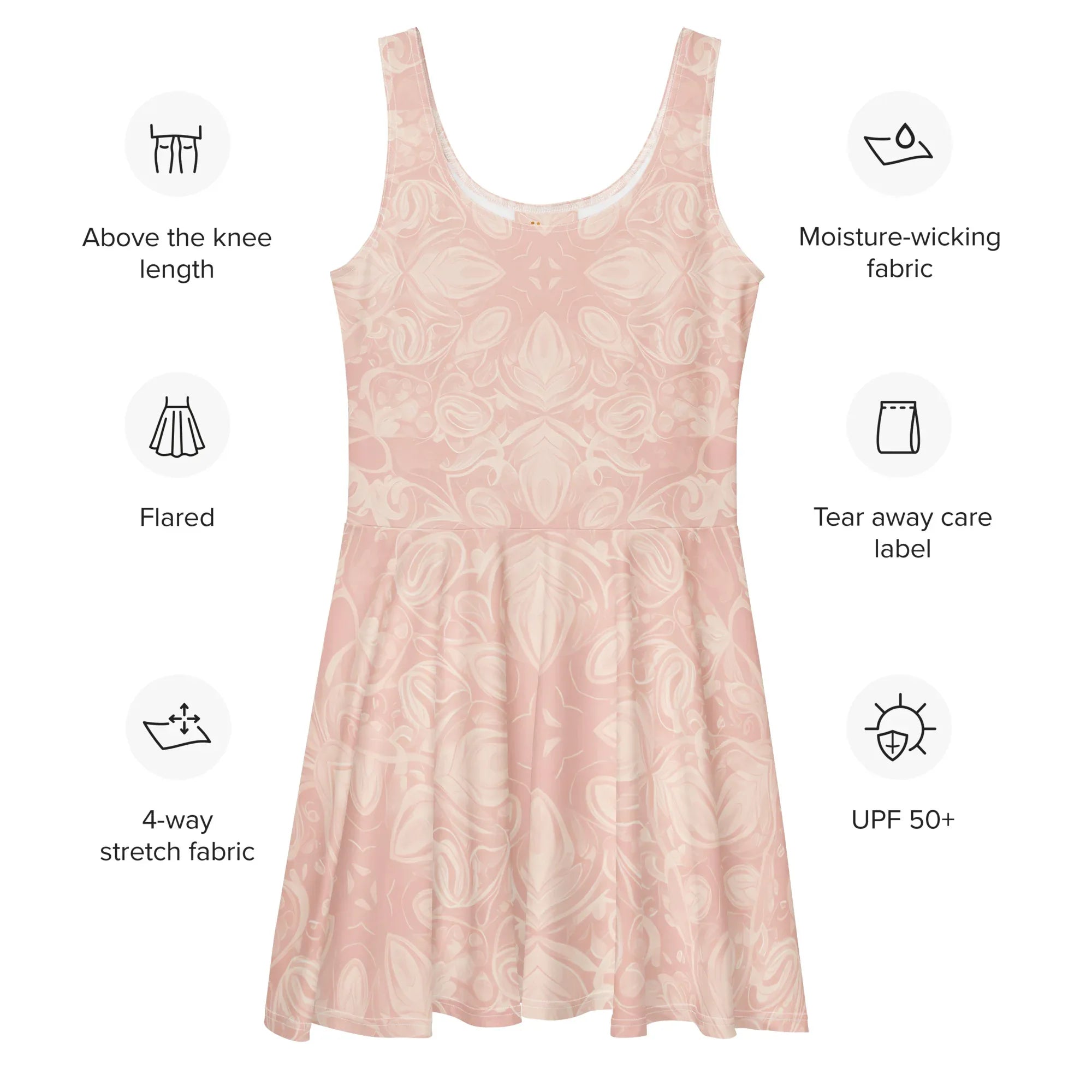 Skater Dress Skater Dress AwRans Clothing all-over-print-skater-dress-white-front-689b2de83d905