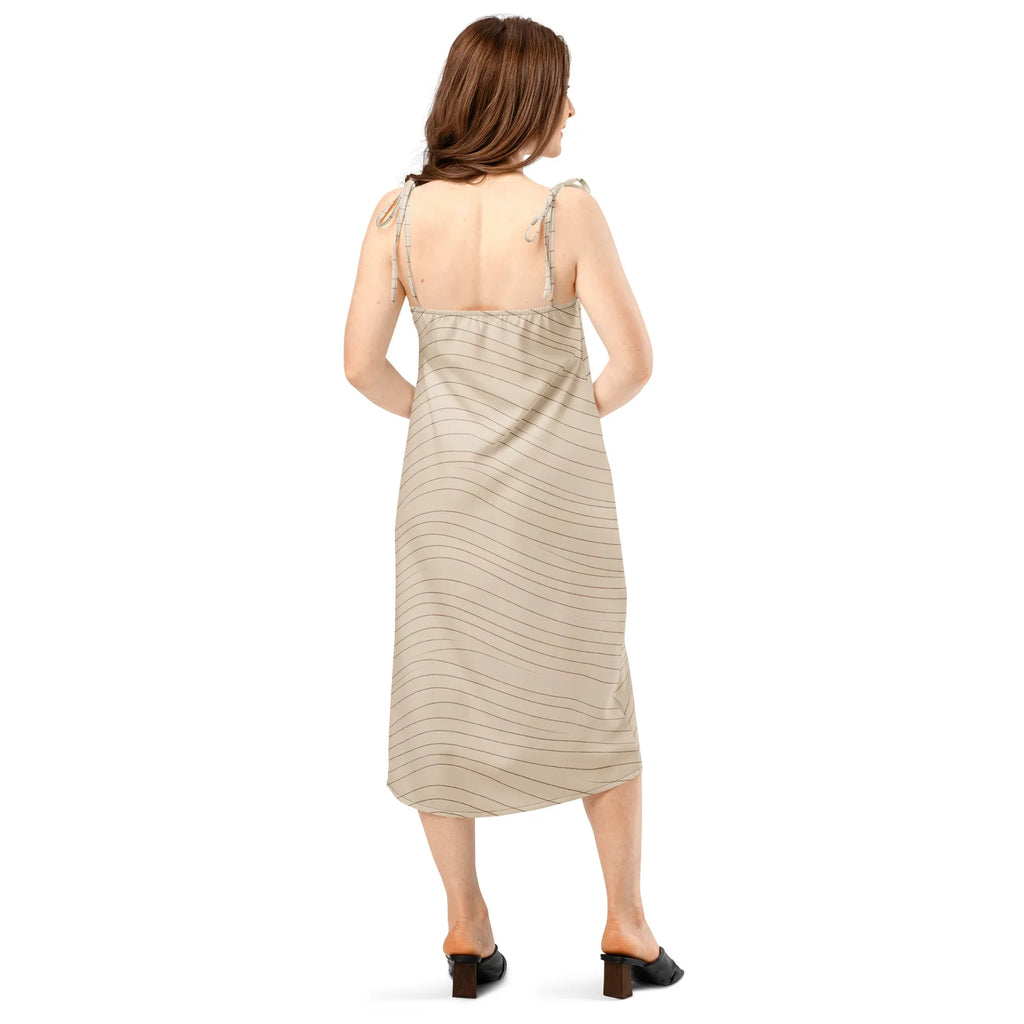 Tie-Strap Midi Dress Dress AwRans Clothing all-over-print-slip-dress-black-back-689c575a34c48