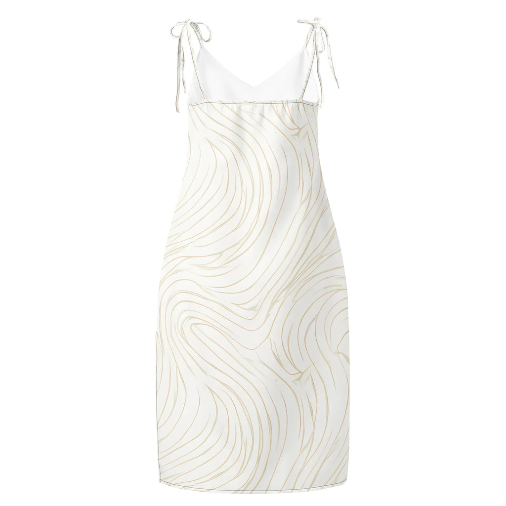 Tie-Strap Midi Dress Dress AwRans Clothing all-over-print-slip-dress-black-back-689c57c5e59b7