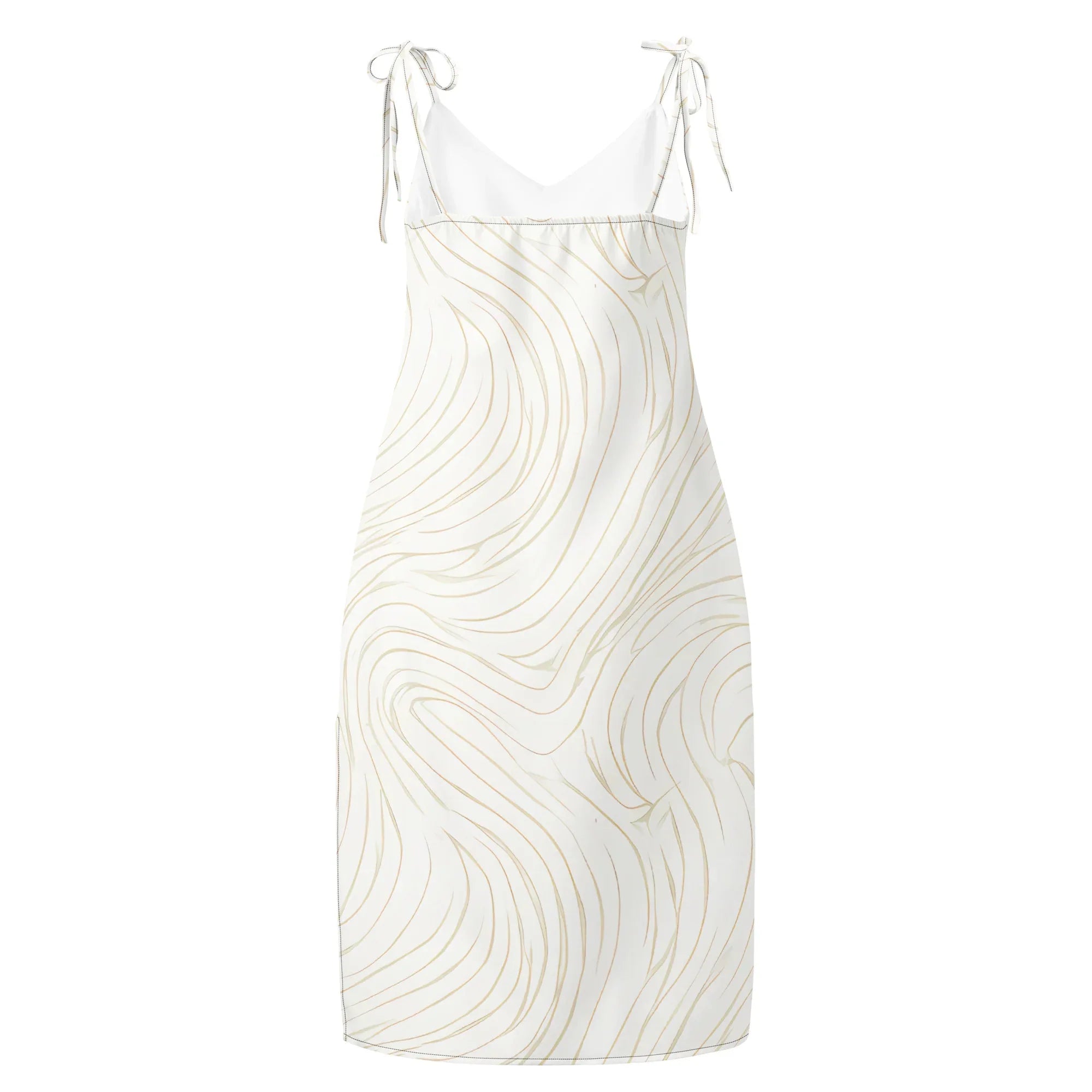 Tie-Strap Midi Dress Dress AwRans Clothing all-over-print-slip-dress-black-back-689c57c5e59b7