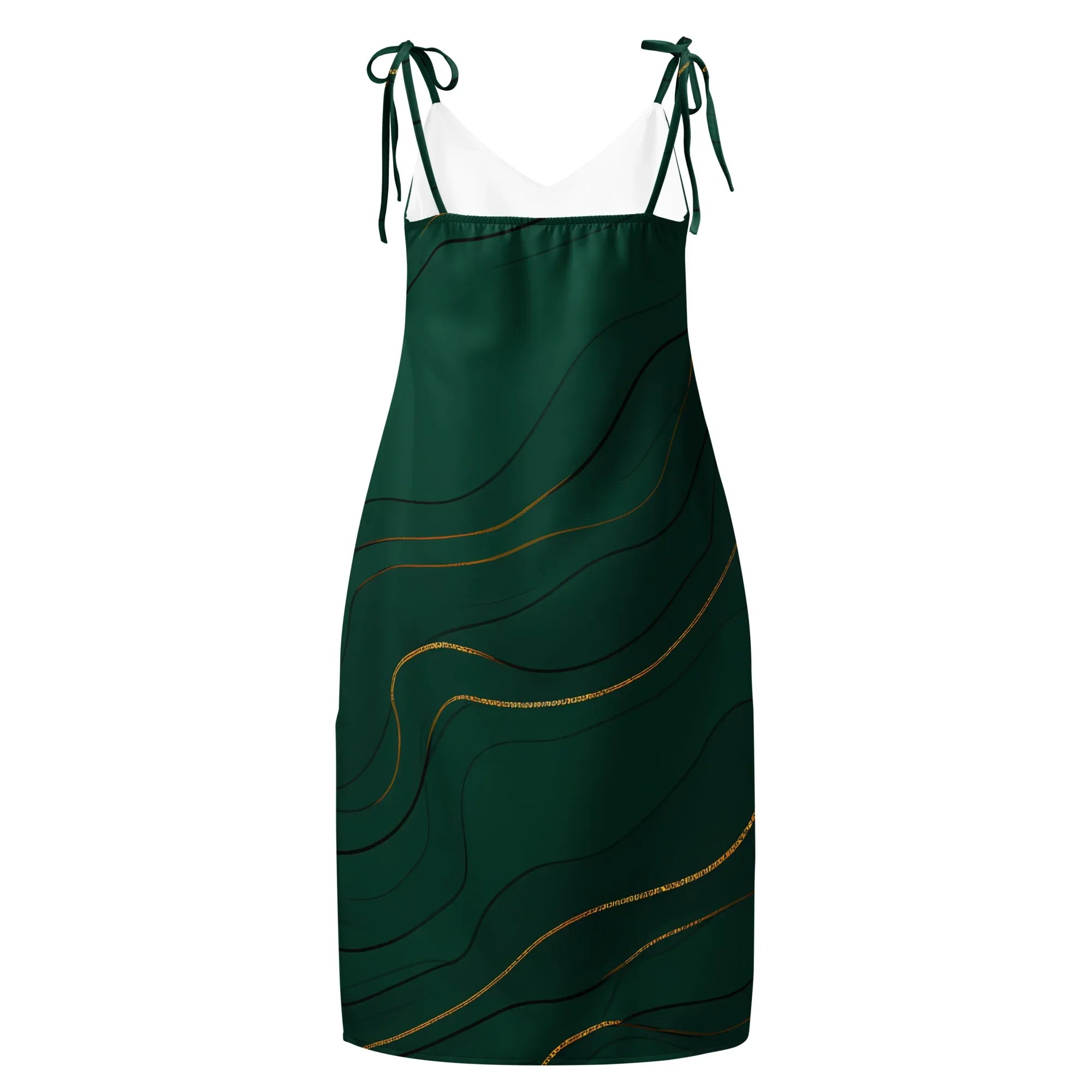 Tie-Strap Midi Dress Dress AwRans Clothing all-over-print-slip-dress-black-back-689c581f76cc6