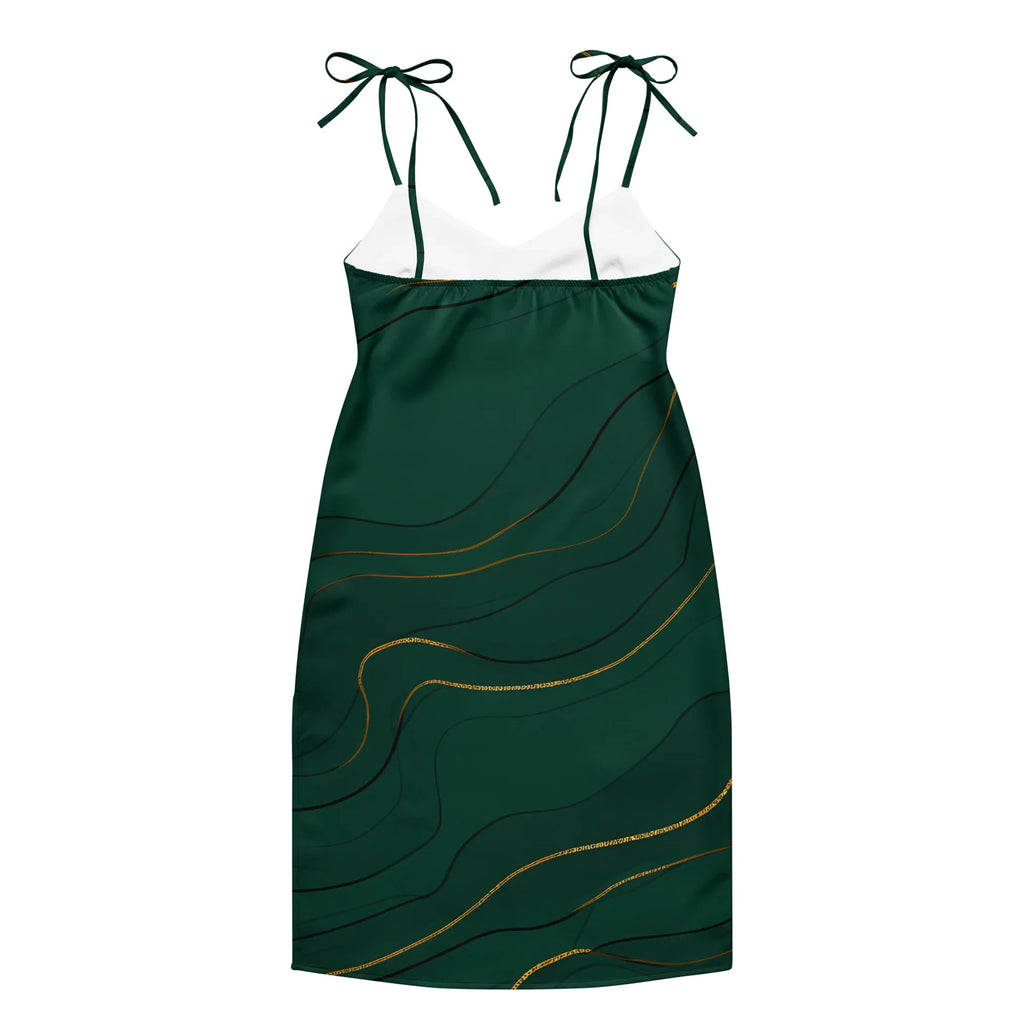 Tie-Strap Midi Dress Dress AwRans Clothing all-over-print-slip-dress-black-back-689c581f77bbc
