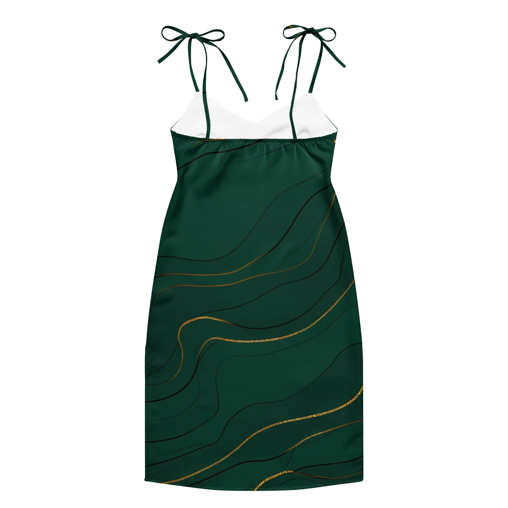 Tie-Strap Midi Dress Dress AwRans Clothing all-over-print-slip-dress-black-back-689c581f77bbc