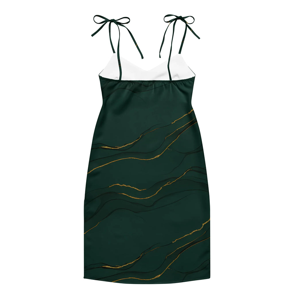 Tie-Strap Midi Dress Dress AwRans Clothing all-over-print-slip-dress-black-back-689c5854bfbb0