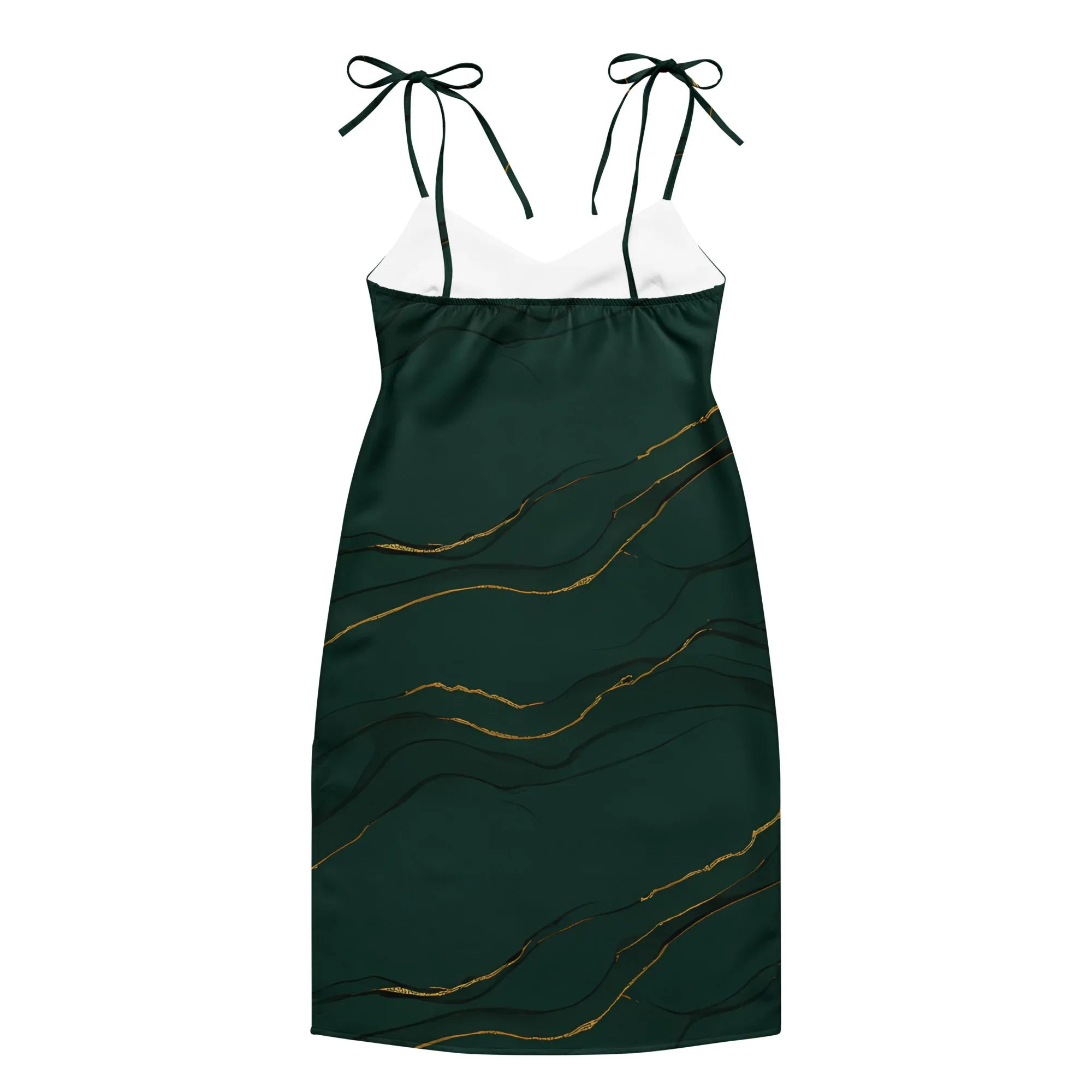 Tie-Strap Midi Dress Dress AwRans Clothing all-over-print-slip-dress-black-back-689c5854bfbb0